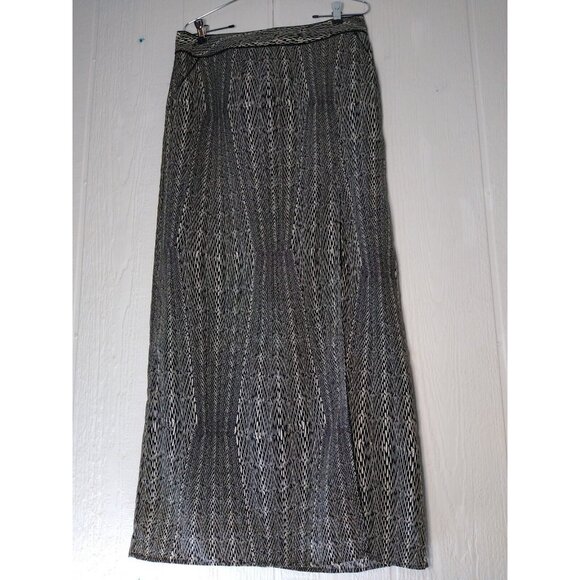 Worthington Skirt Women's M Black & White Geometric Maxi Long High Slit Pockets - Picture 1 of 8